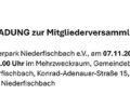 EINLADUNG zur Mitgliederversammlung des Tierpark Niederfischbach e.V.,